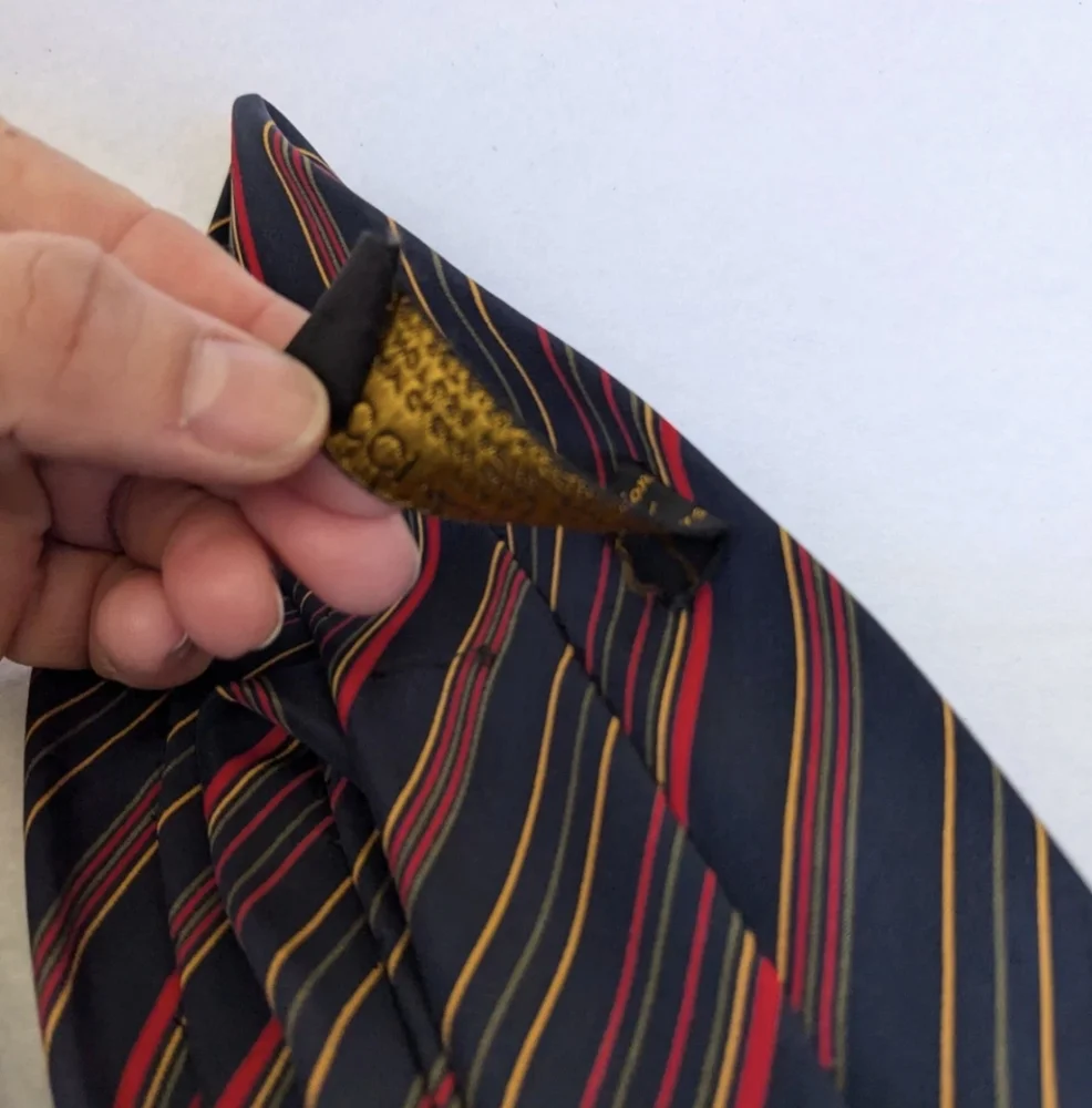 2 Vintage Gucci Silk Blue Striped Logo Neckties Made In Italy FLAWED STAINED